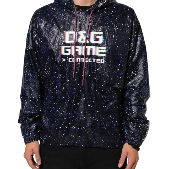 Dolce & Gabbana Blue D&G Game Hooded Men Sweatshirt Sweater