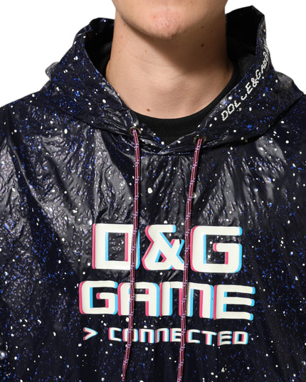 Dolce & Gabbana Blue D&G Game Hooded Men Sweatshirt Sweater