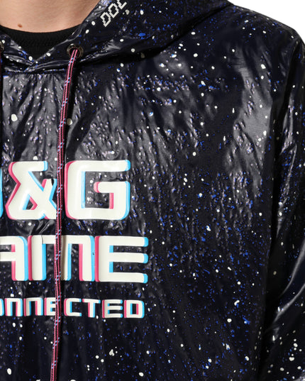 Dolce & Gabbana Blue D&G Game Hooded Men Sweatshirt Sweater