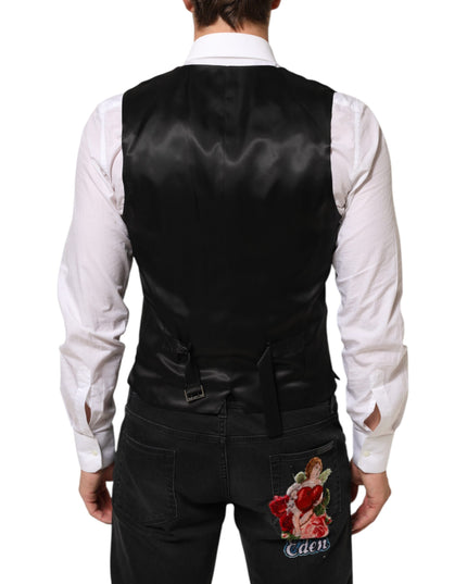 Dolce & Gabbana Black Wool Dress Formal Men Waistcoat Vest