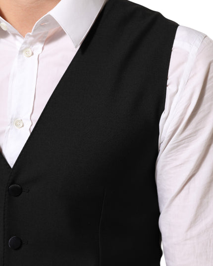 Dolce & Gabbana Black Wool Dress Formal Men Waistcoat Vest