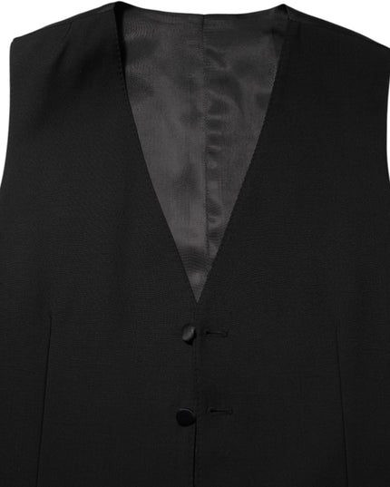 Dolce & Gabbana Black Wool Dress Formal Men Waistcoat Vest
