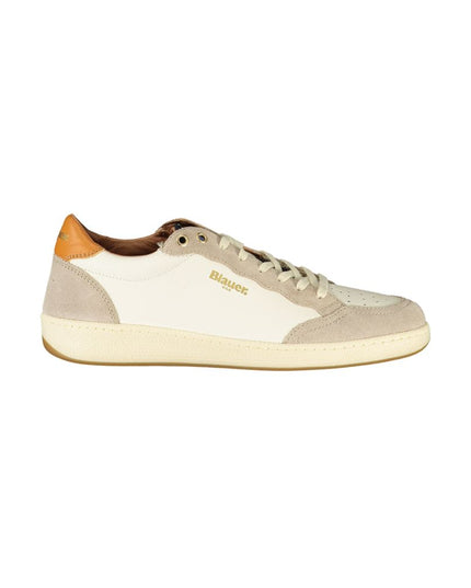 Blauer White Leather Men Sneaker