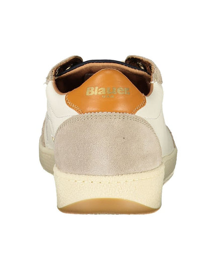 Blauer White Leather Men Sneaker