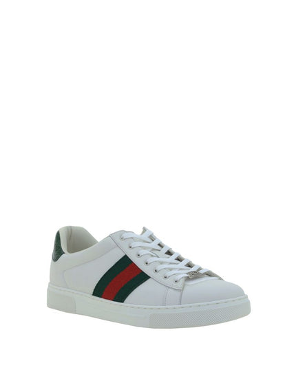 Gucci White Calf Leather Bos Taurus Low Top Sneakers