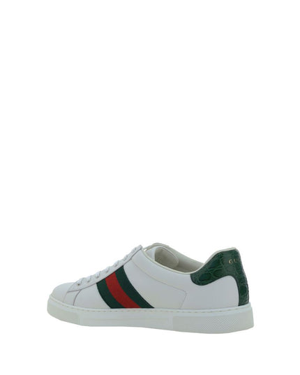 Gucci White Calf Leather Bos Taurus Low Top Sneakers