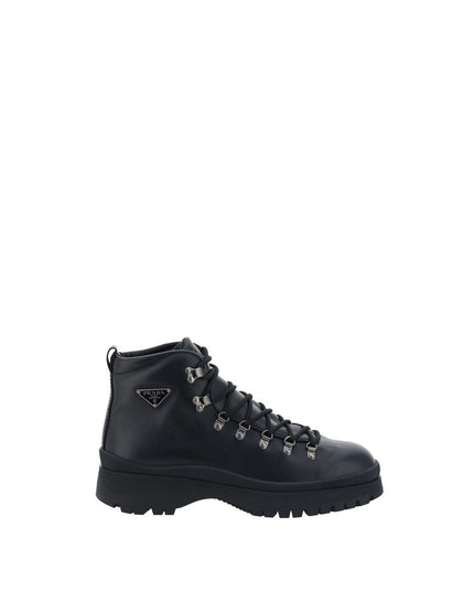 Prada Black Rubber Lace-Up Boots