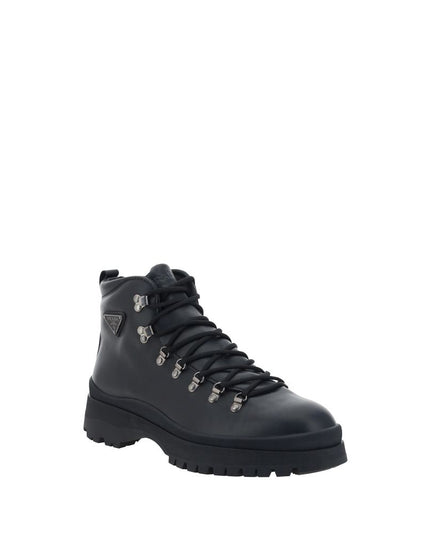 Prada Black Rubber Lace-Up Boots