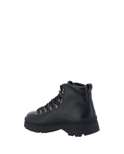 Prada Black Rubber Lace-Up Boots