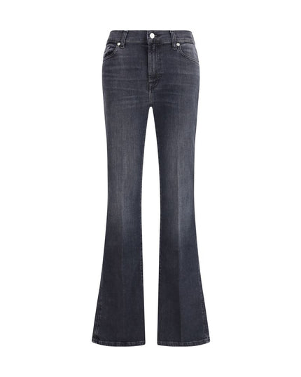 7FOR Black Cotton Bootcut Jeans