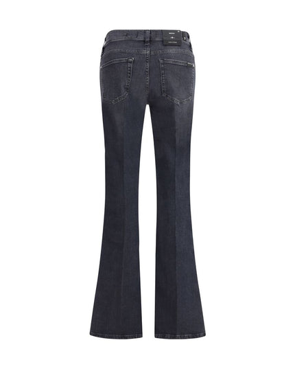 7FOR Black Cotton Bootcut Jeans
