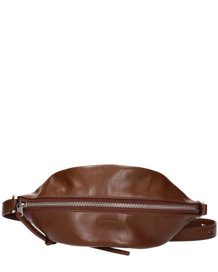 Jil Sander Brown Leather Crossbody Bag