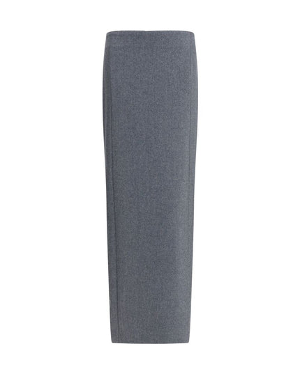 Thom Browne Gray Fleece Wool Long Skirt