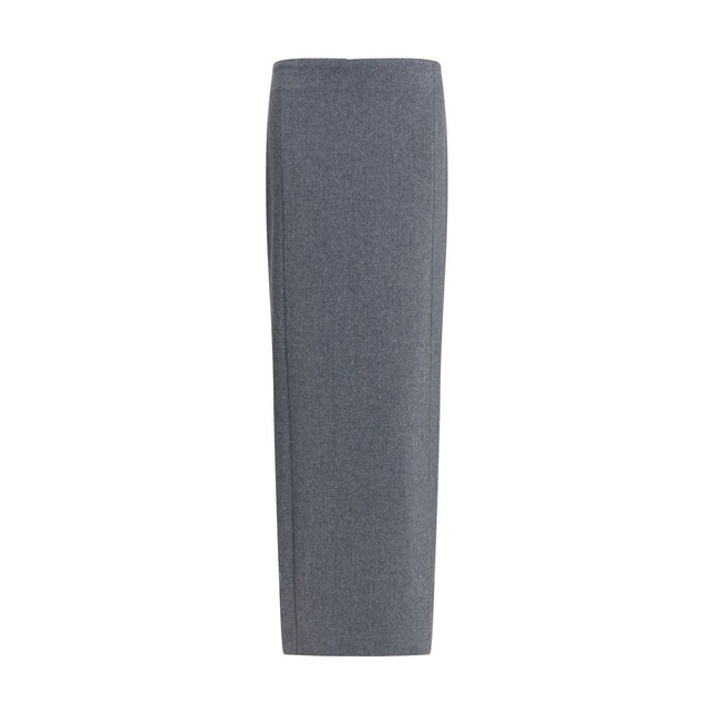 Thom Browne Gray Fleece Wool Long Skirt