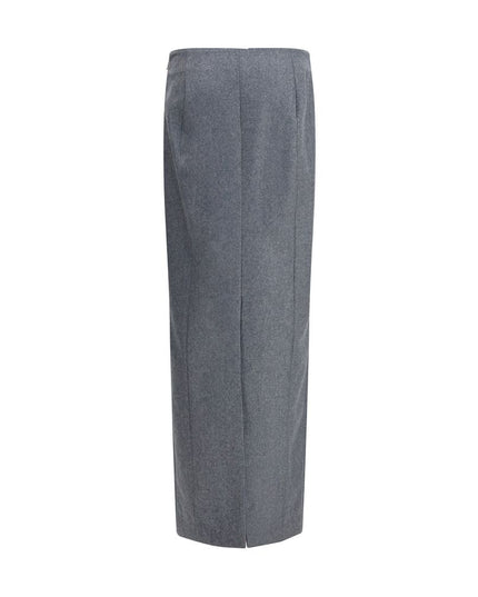 Thom Browne Gray Fleece Wool Long Skirt