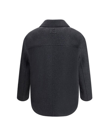 Fendi Gray Fleece Wool Coat