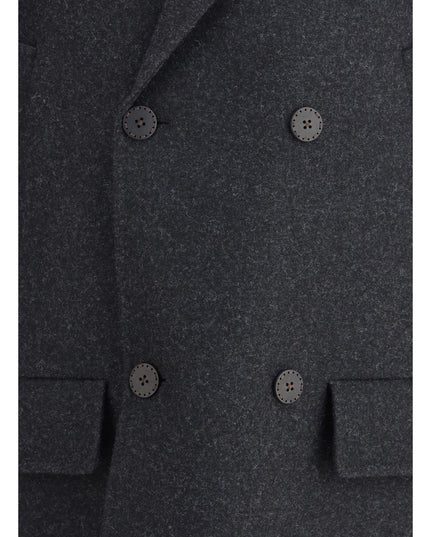 Fendi Gray Fleece Wool Coat