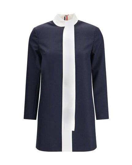 Thom Browne Blue Fleece Wool Casual Dress