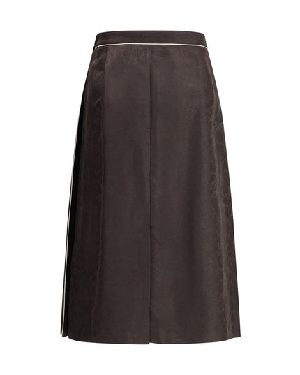Burberry Brown Silk Midi Skirt