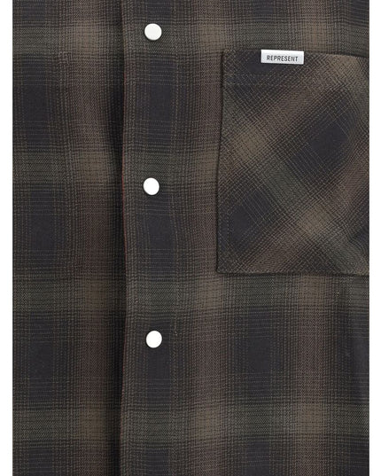Represent Brown Cotton Pattern Shirt