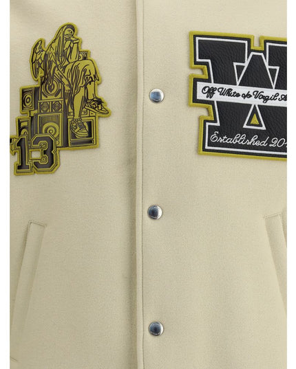 Off-White Cream Polyamide Bomber