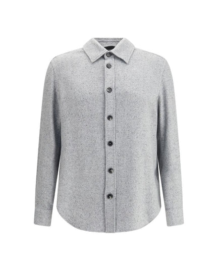 ZEGNA Gray Cashmere Dress Shirt