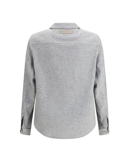 ZEGNA Gray Cashmere Dress Shirt