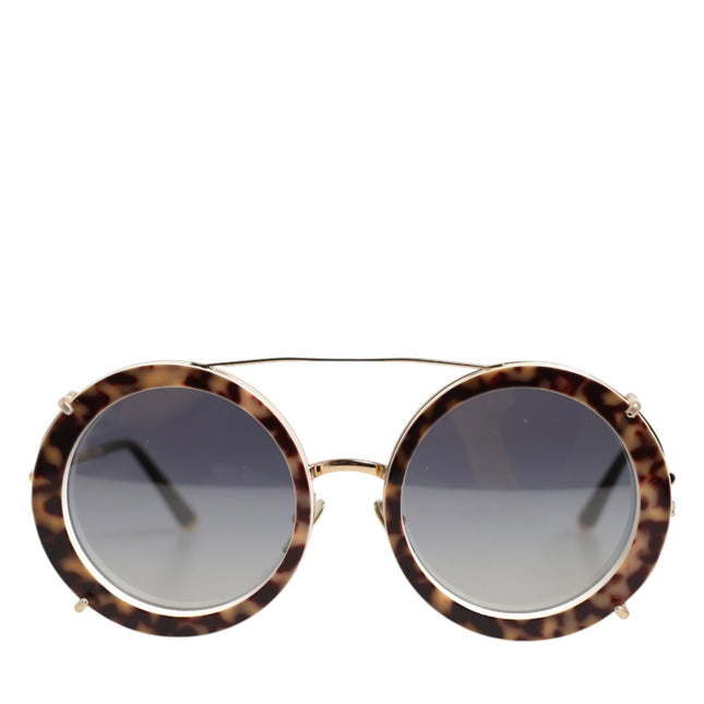 Dolce & Gabbana DG2198 Brown Leopard Print Gradient Round Sunglasses