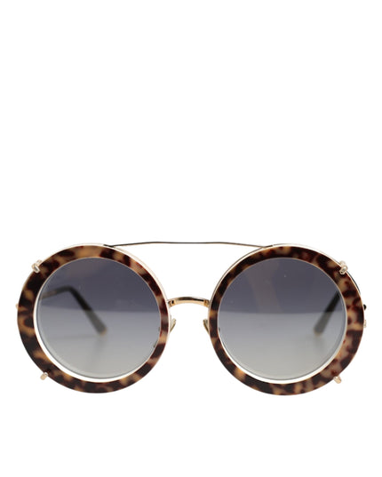 Dolce & Gabbana DG2198 Brown Leopard Print Gradient Round Sunglasses