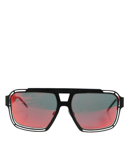 Dolce & Gabbana Black Metal Pilot Frame Shades Eyewear Sunglasses
