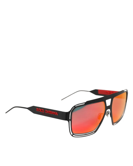 Dolce & Gabbana Black Metal Pilot Frame Shades Eyewear Sunglasses