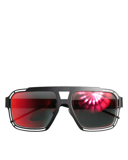 Dolce & Gabbana Black Metal Pilot Frame Shades Eyewear Sunglasses