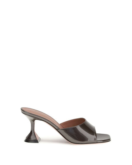 Amina Muaddi Brown Calf Leather Bos Taurus Stiletto Heel Sandals