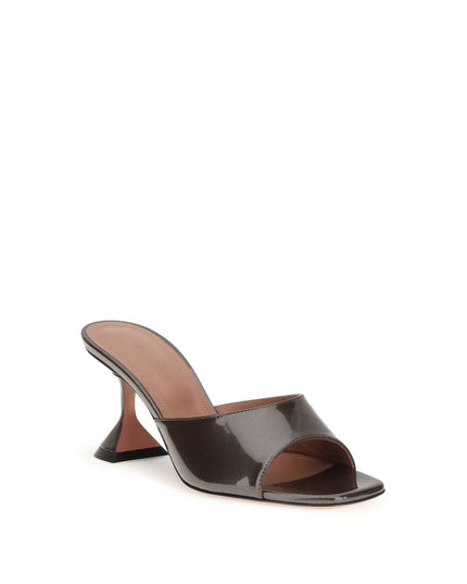 Amina Muaddi Brown Calf Leather Bos Taurus Stiletto Heel Sandals