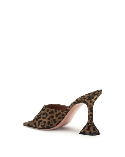 Amina Muaddi Brown Calf Leather Bos Taurus Stiletto Heel Sandals