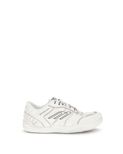 Balenciaga White Calf Leather Bos Taurus Athletic Sneakers