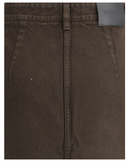 Saint Laurent Brown Denim Skirt