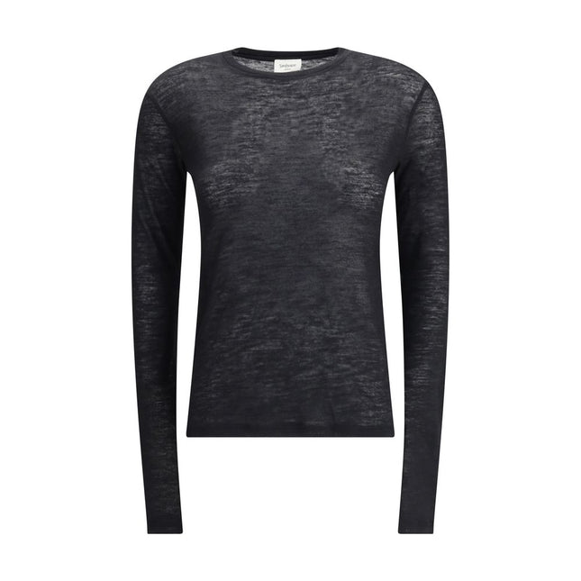 Saint Laurent Black Cashmere Long Sleeve T-Shirt