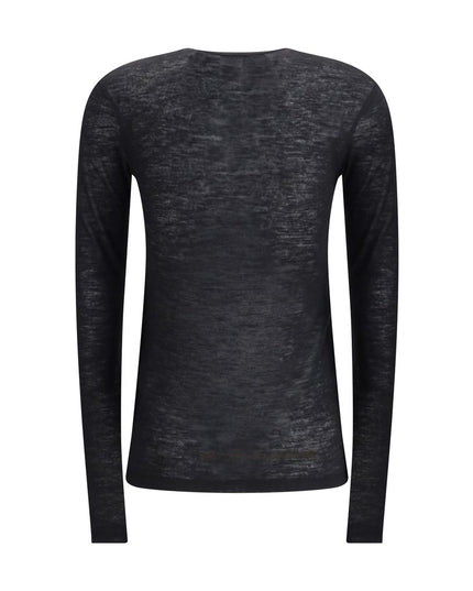 Saint Laurent Black Cashmere Long Sleeve T-Shirt