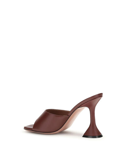 Amina Muaddi Brown Calf Leather Bos Taurus Stiletto Heel Sandals