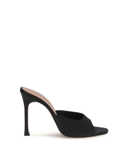 Amina Muaddi Black Calf Leather Bos Taurus High Heel Pumps