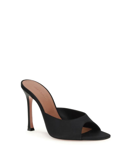 Amina Muaddi Black Calf Leather Bos Taurus High Heel Pumps