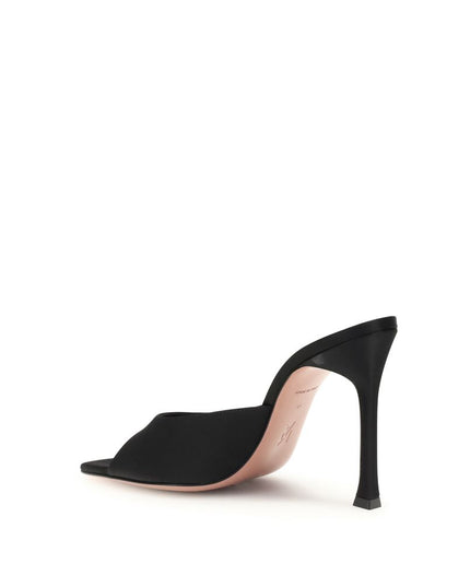 Amina Muaddi Black Calf Leather Bos Taurus High Heel Pumps