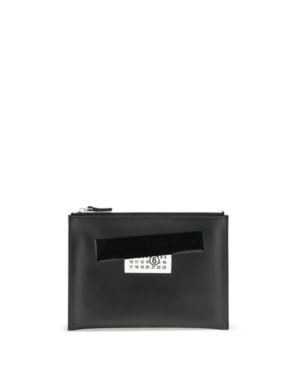 MM6 Black Calf Leather Bos Taurus Clutch Bag