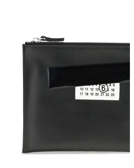MM6 Black Calf Leather Bos Taurus Clutch Bag