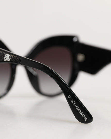 Dolce & Gabbana Black Silver Sequin Butterfly Polarized Sunglasses