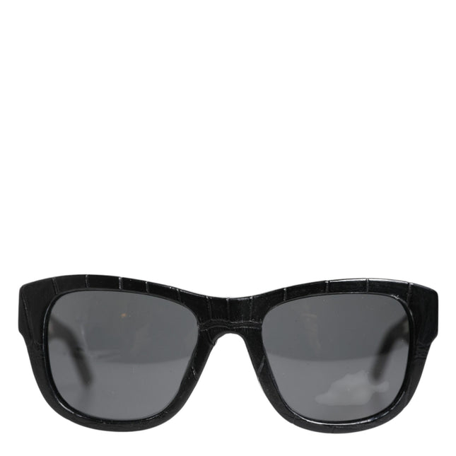 Dolce & Gabbana DG4177 Black Leather Frame Tinted Lens Sunglasses