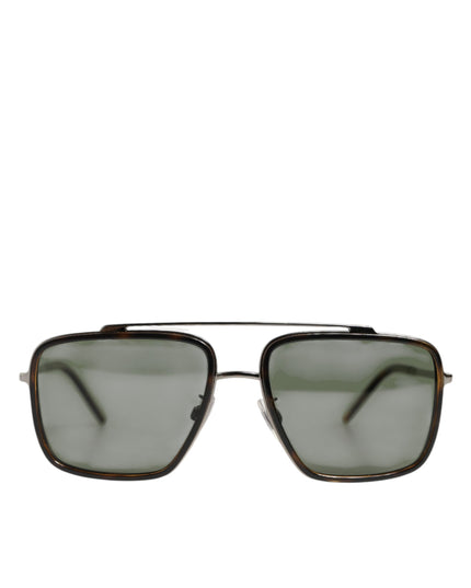 Dolce & Gabbana Silver Metal Frame Polarized Navigator Sunglasses