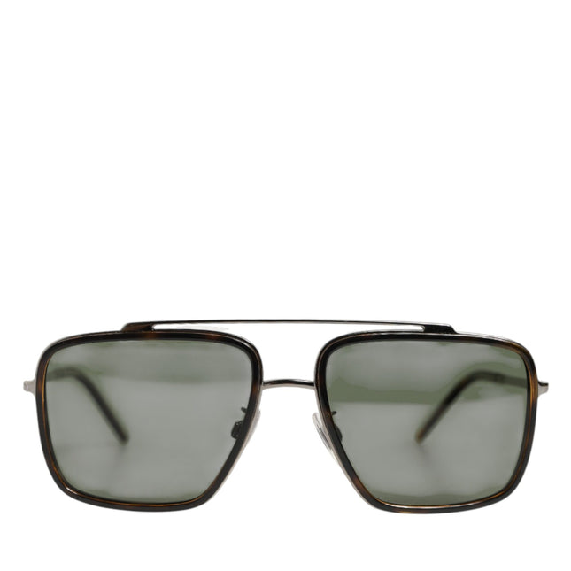 Dolce & Gabbana Silver Metal Frame Polarized Navigator Sunglasses
