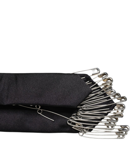 Dolce & Gabbana Black Safety Pins Silk Adjustable Necktie Accessory Tie